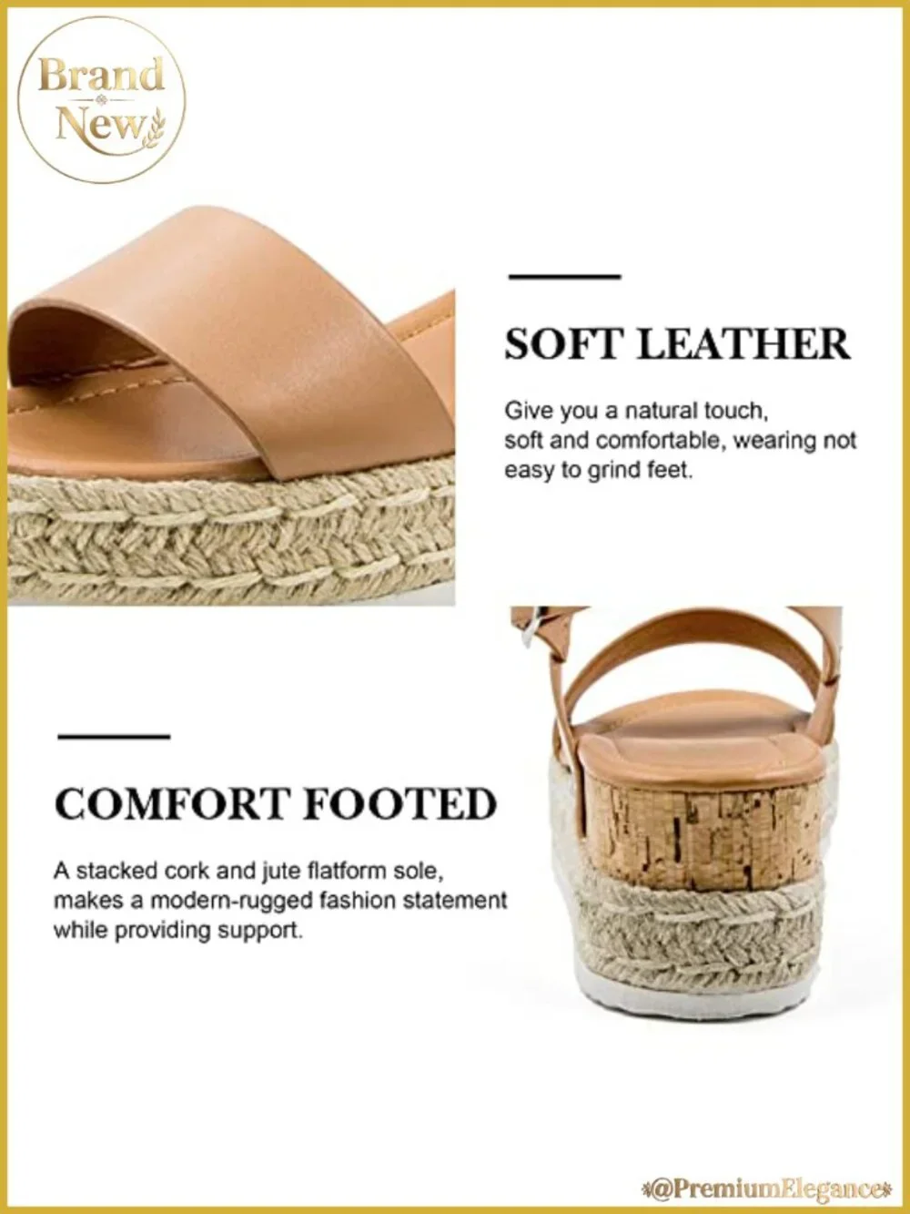 Women's Espadrille Platform Wedge Sandals Ankle Strap Buckle Open Toe Studded